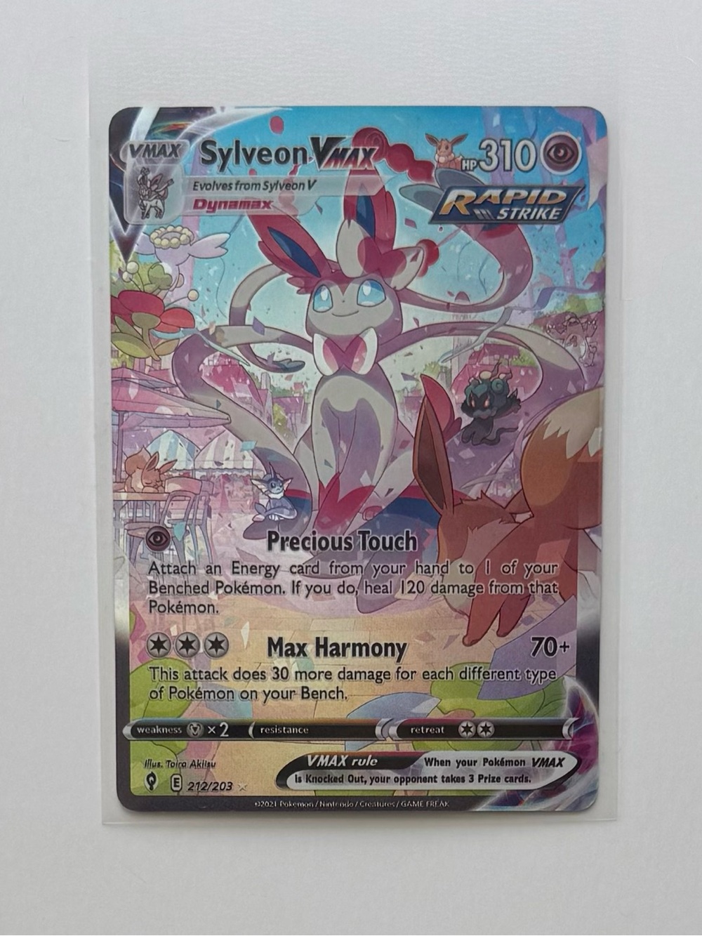 Sylveon Vmax 212/203 Fan Art, Custom Card, For Display Only